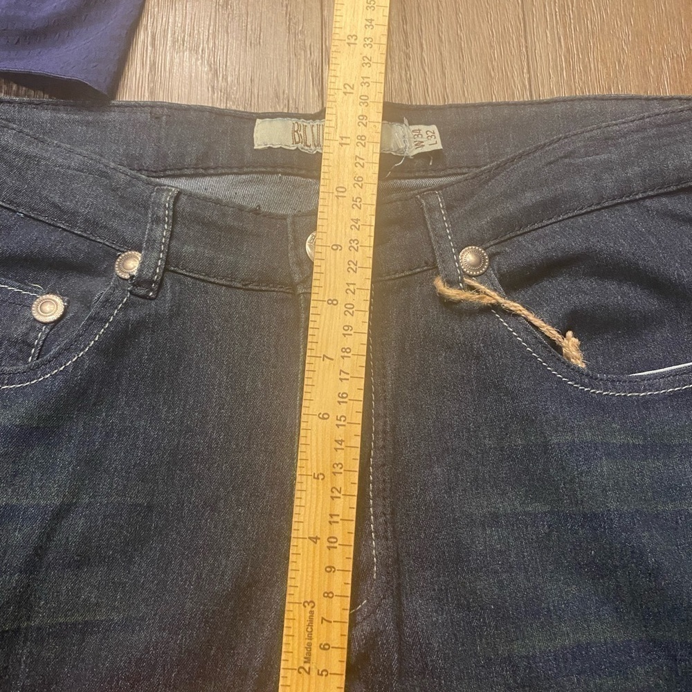 Blue Rag Relaxed Fit Boot Cut Men's 34X32 Denim Blue Jeans Dark Wash. - Picture 5 of 9